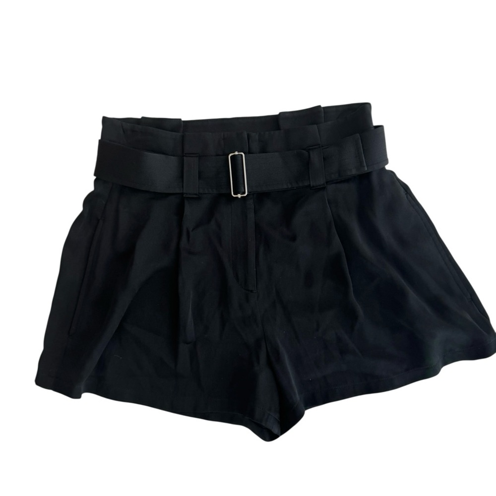 NWOT A.L.C. Black Deliah High-Waist Drapey Satin Shorts, Size 4 - Picture 3 of 5